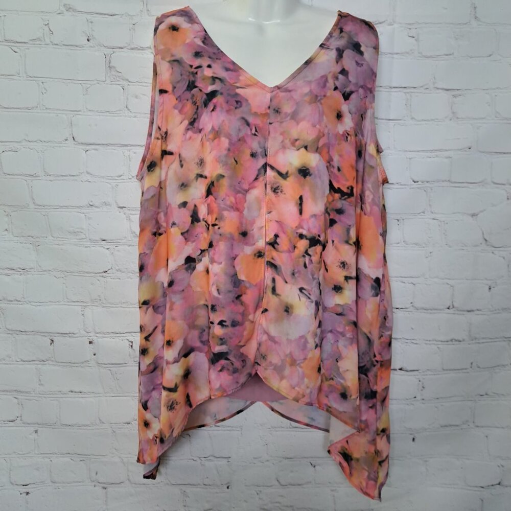 New York & Company Asymmetrical Hem Layered Top Size Medium